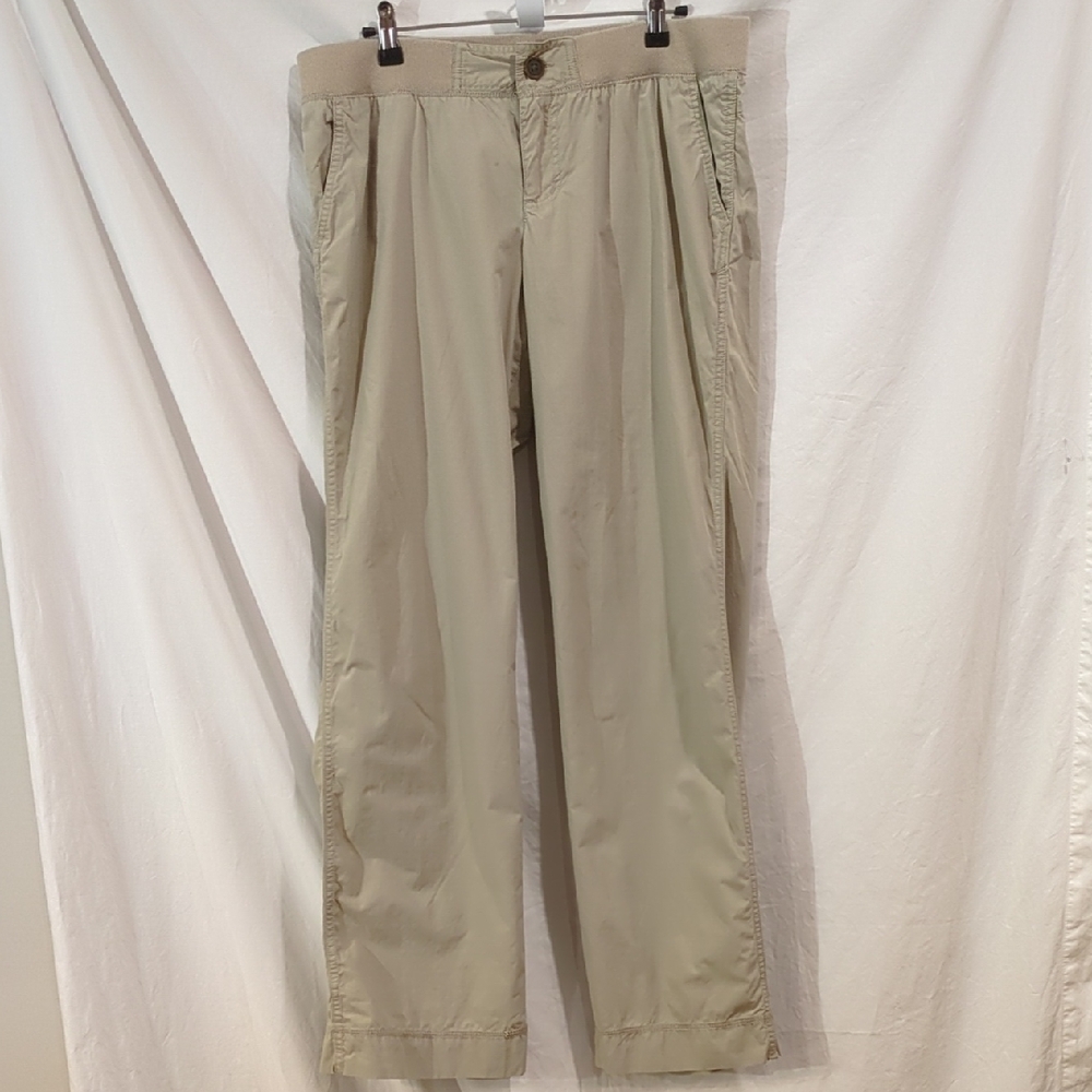 Merona | Light Khaki Pants Straight Leg Ribbon Knit Waistband Cotton| M